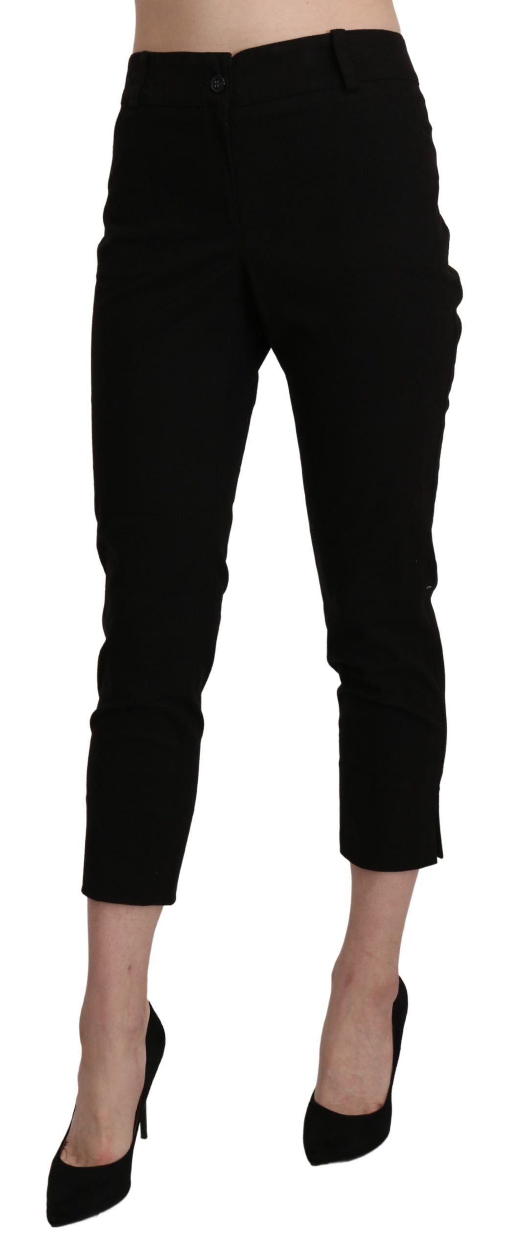 BENCIVENGA Black High Waist Skinny Cropped Dress Trouser Pants - Ginchy