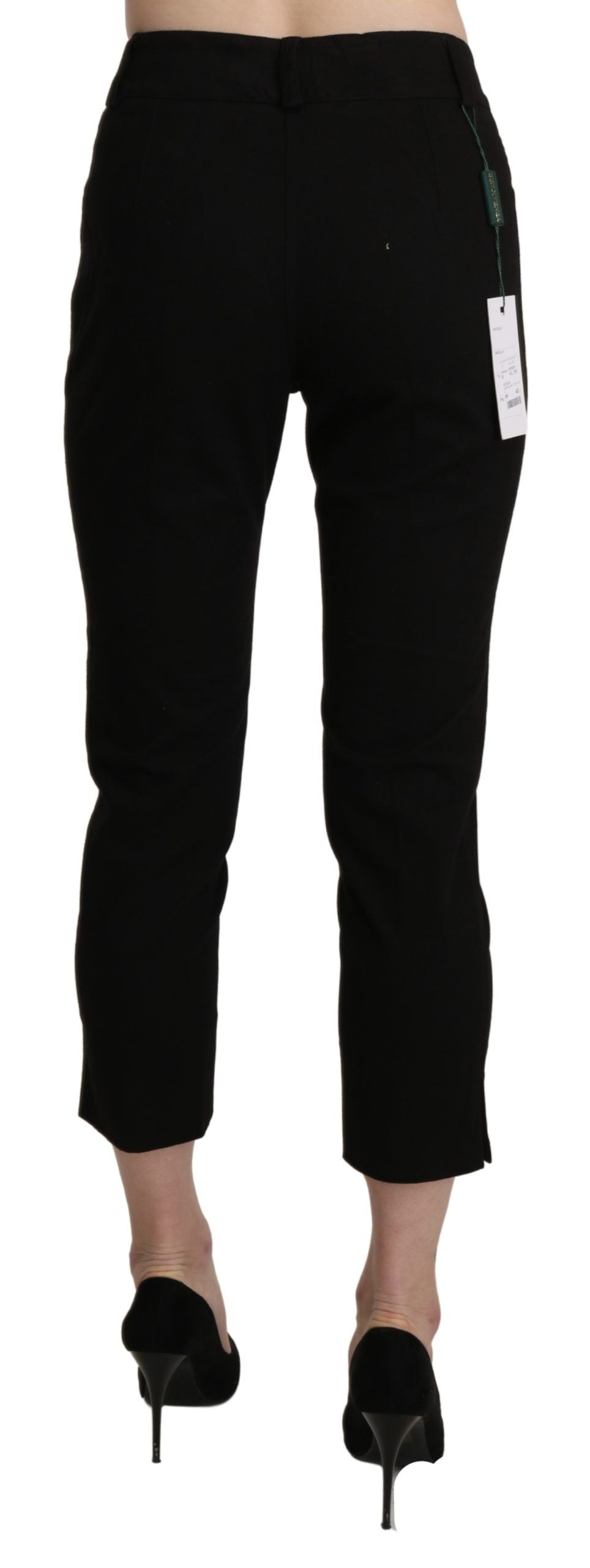 BENCIVENGA Black High Waist Skinny Cropped Dress Trouser Pants - Ginchy