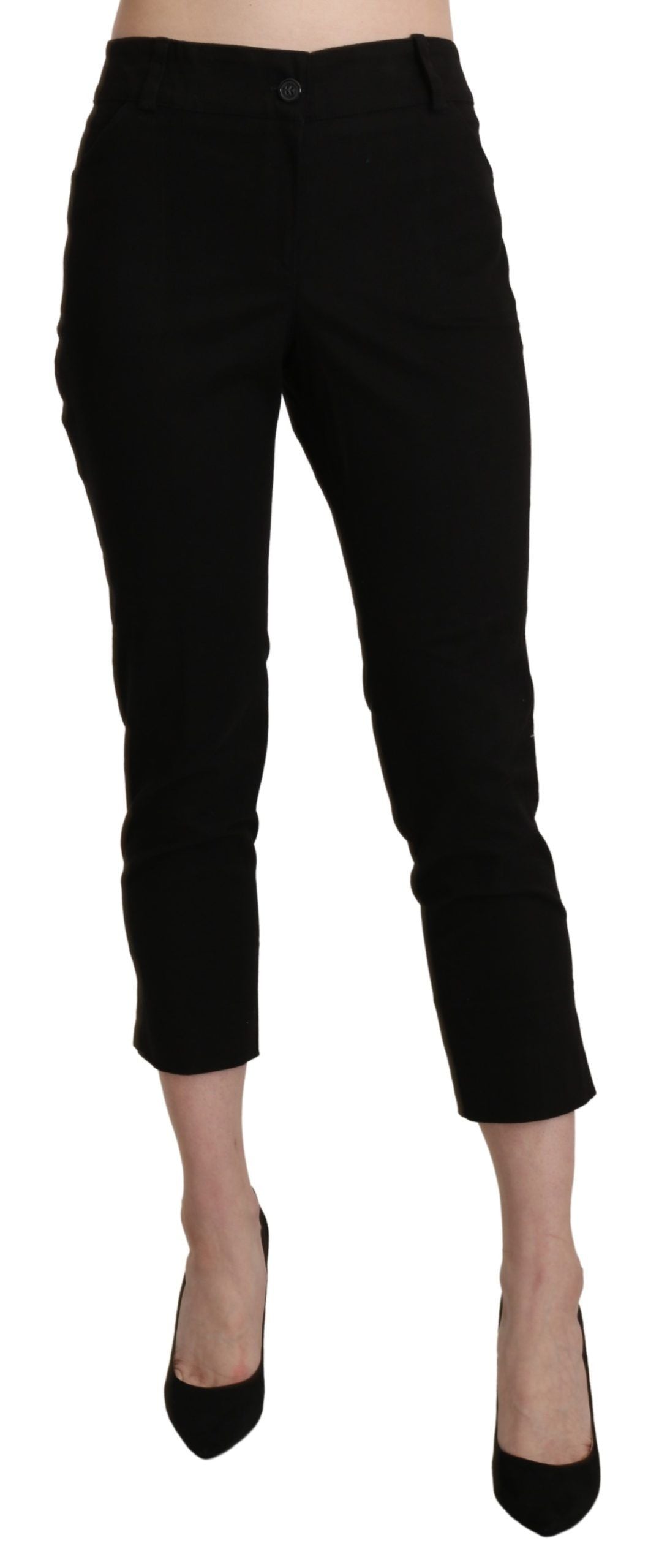BENCIVENGA Black High Waist Skinny Cropped Dress Trouser Pants - Ginchy
