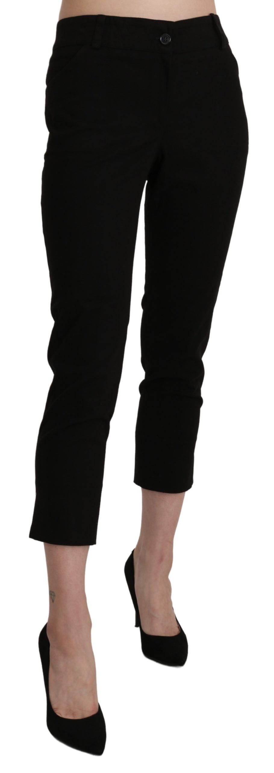 BENCIVENGA Black High Waist Skinny Cropped Dress Trouser Pants - Ginchy