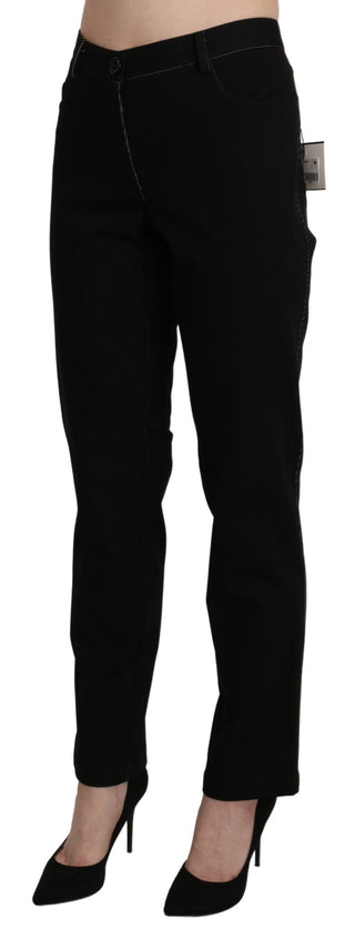 BENCIVENGA Black High Waist Straight Casual Trouser Pant - Ginchy