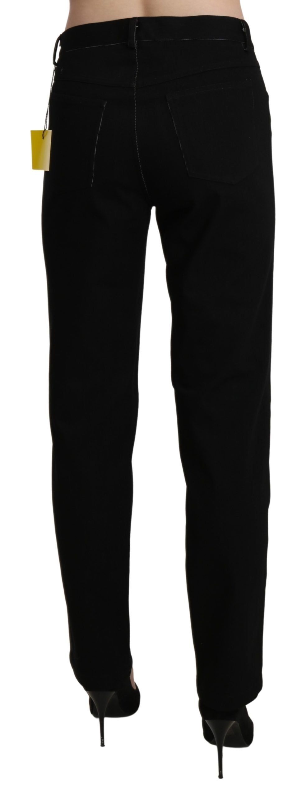 BENCIVENGA Black High Waist Straight Casual Trouser Pant - Ginchy