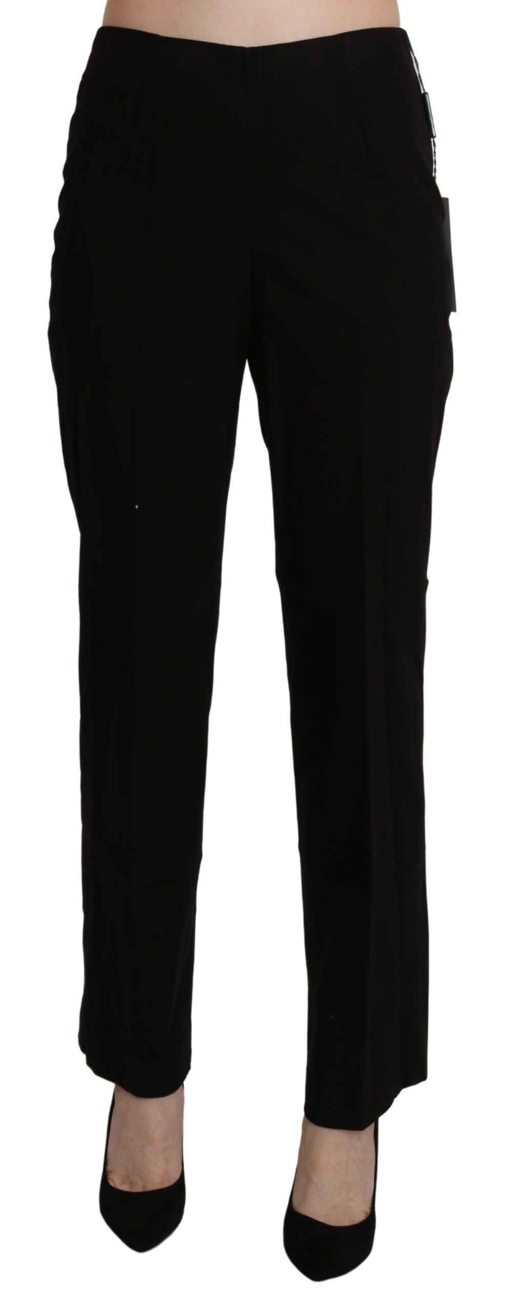 BENCIVENGA Black High Waist Straight Dress Trouser Pant - Ginchy