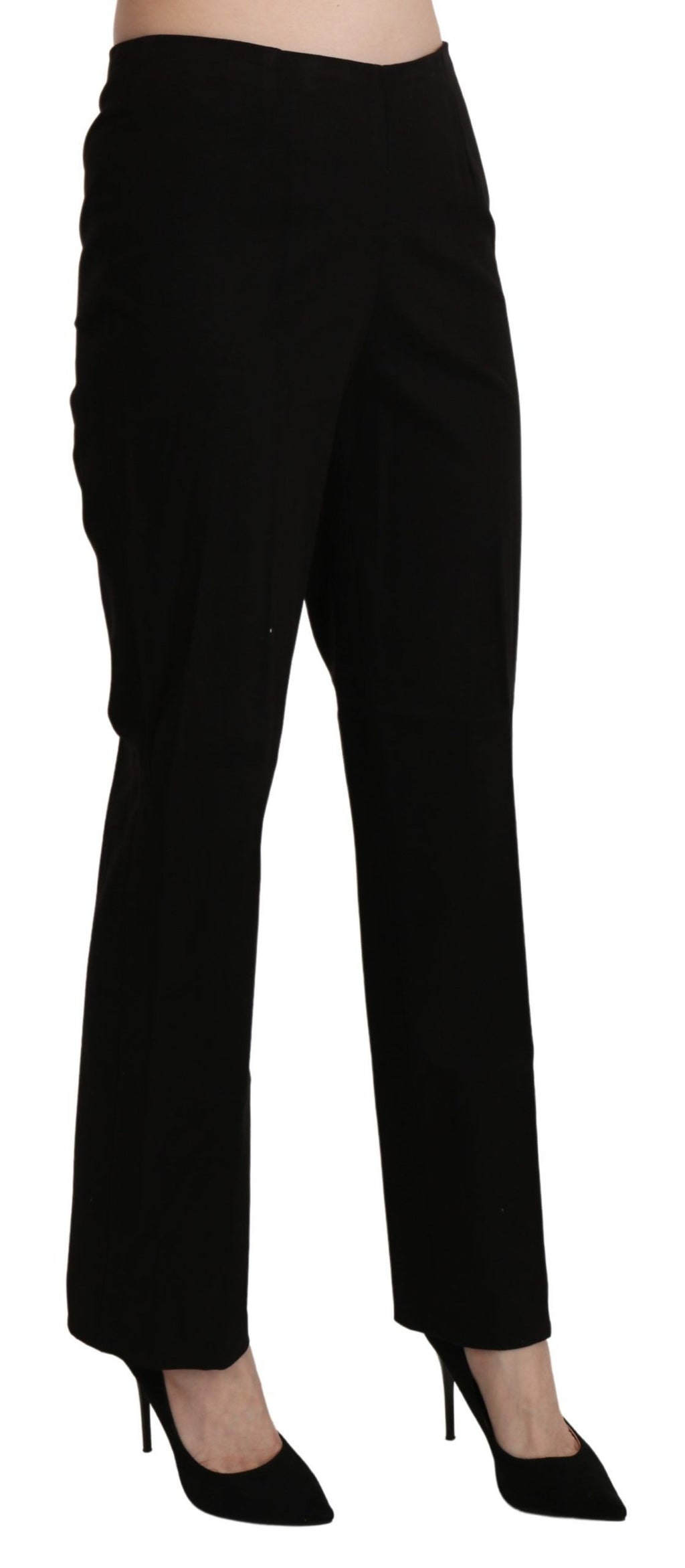 BENCIVENGA Black High Waist Straight Dress Trouser Pant - Ginchy