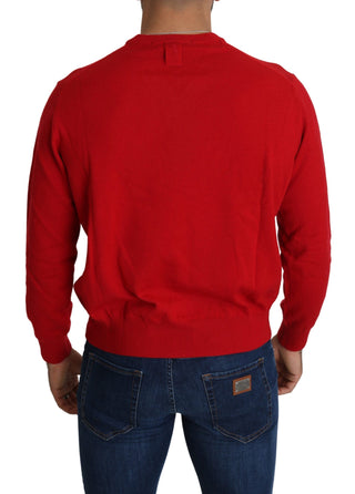 Billionaire Italian Couture Red V-neck Wool Sweatshirt Pullover Sweater - Ginchy