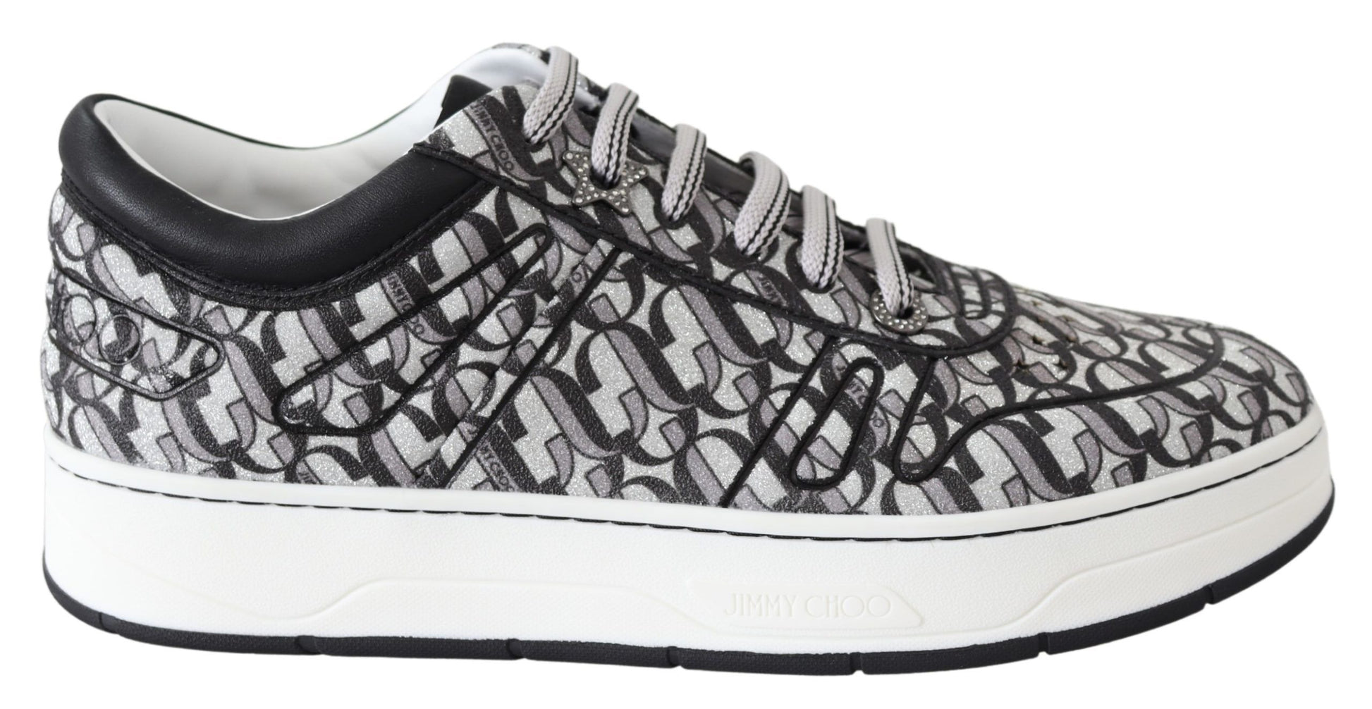 Jimmy Choo Glittering Slip-On Sneakers - Silver and Black - Ginchy