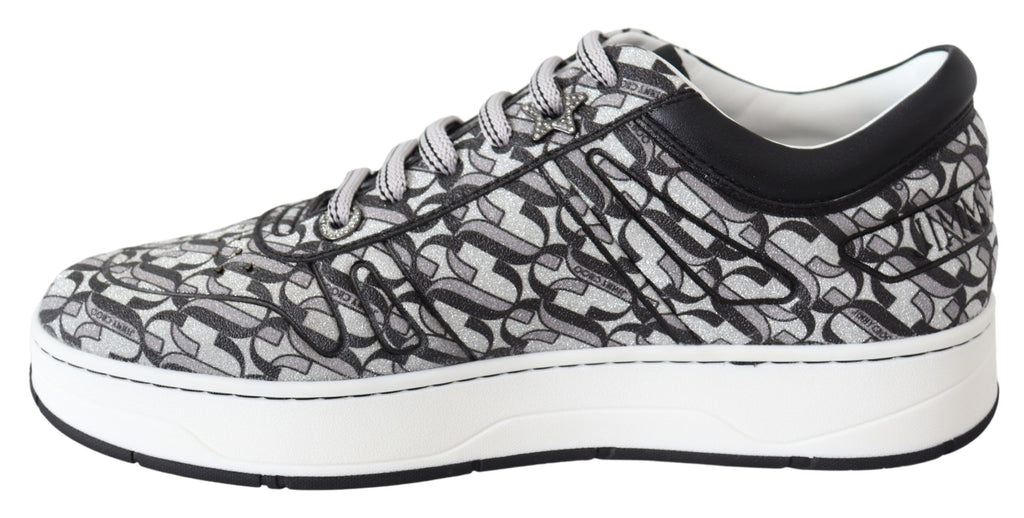 Jimmy Choo Glittering Slip-On Sneakers - Silver and Black - Ginchy