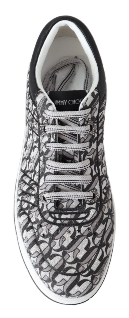 Jimmy Choo Glittering Slip-On Sneakers - Silver and Black - Ginchy