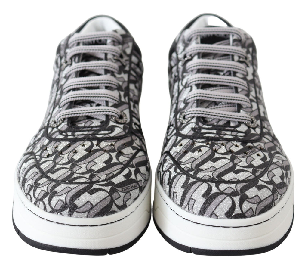 Jimmy Choo Glittering Slip-On Sneakers - Silver and Black - Ginchy