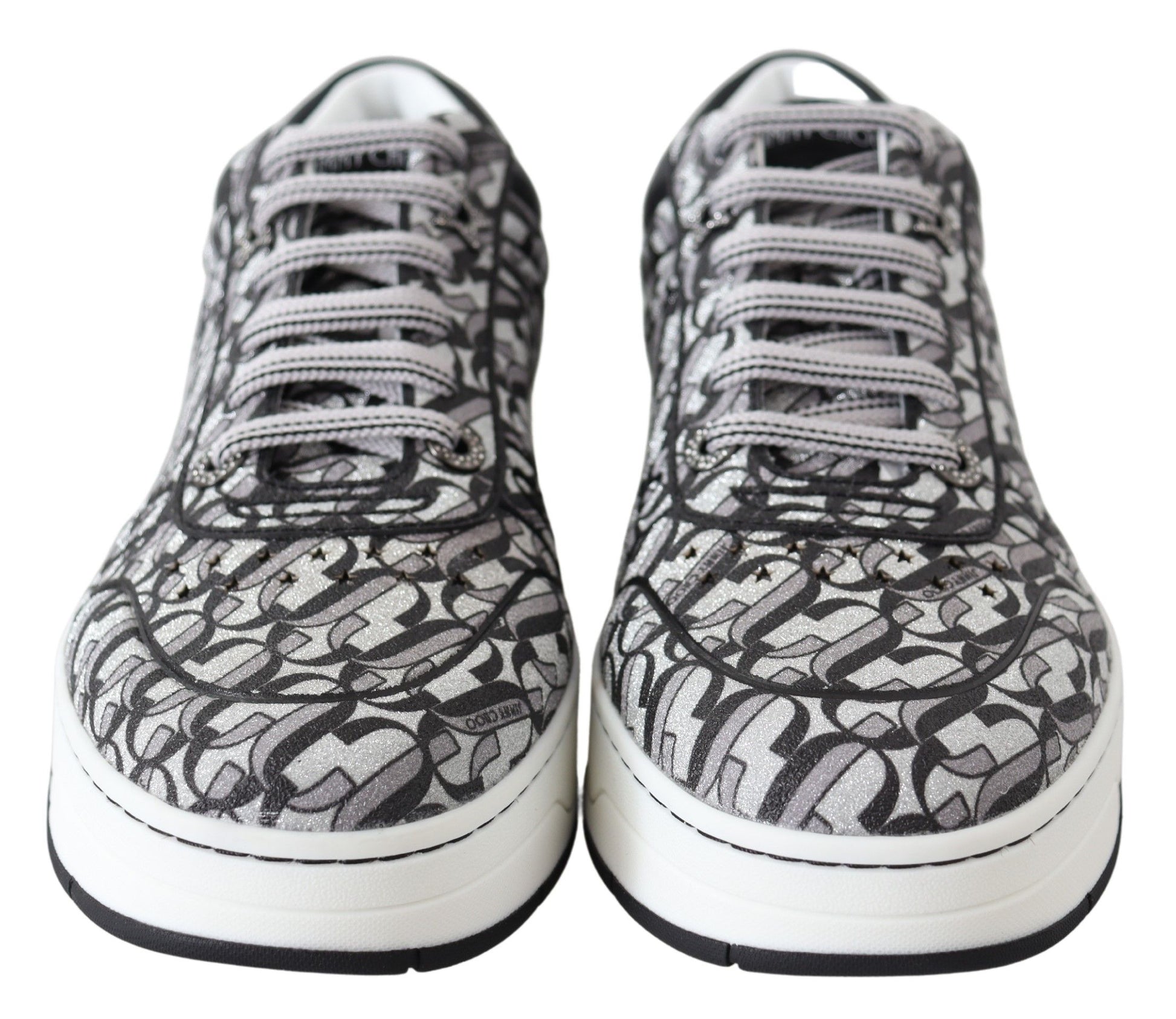 Jimmy Choo Glittering Slip-On Sneakers - Silver and Black - Ginchy