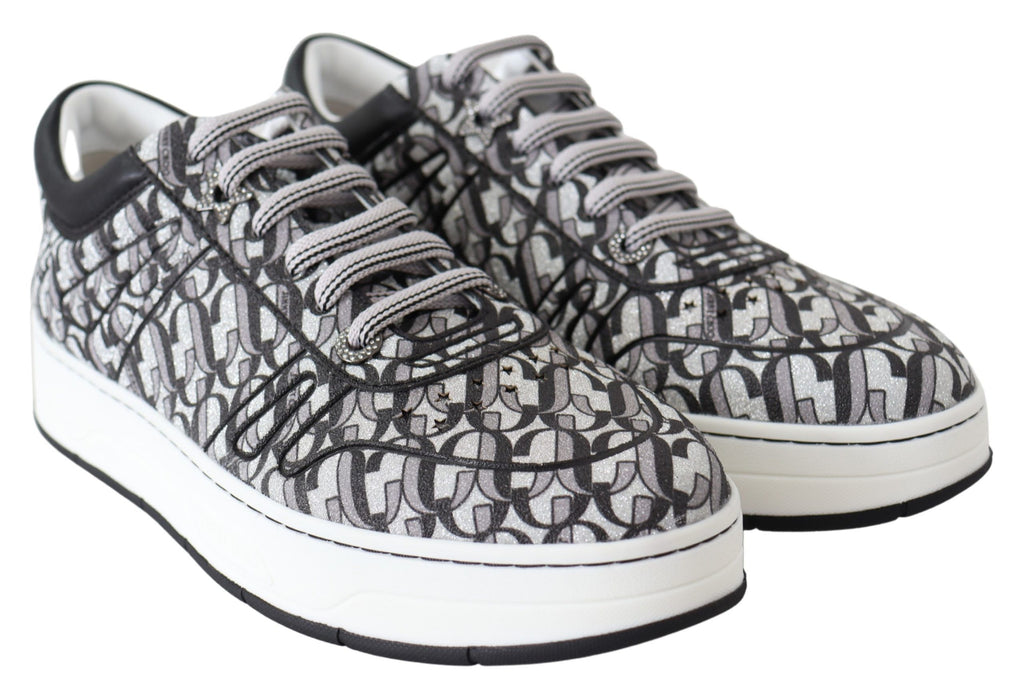 Jimmy Choo Glittering Slip-On Sneakers - Silver and Black - Ginchy