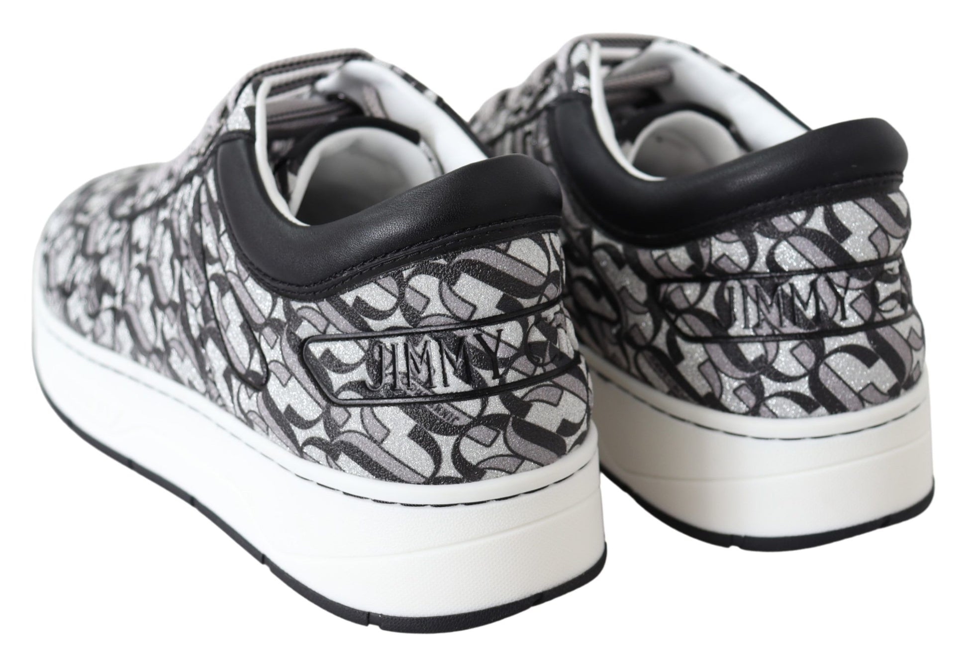 Jimmy Choo Glittering Slip-On Sneakers - Silver and Black - Ginchy