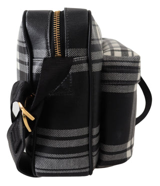 Versace Elegant Grey Leather Crossbody Bag - Ginchy