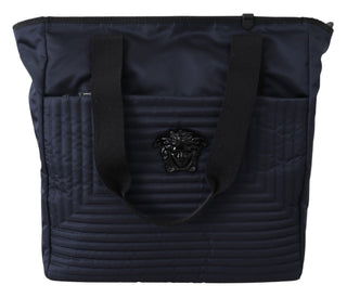 Versace Elegant Blue Nylon Tote Bag - Ginchy