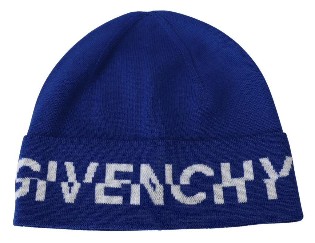 Givenchy Blue Wool Unisex Winter Warm Beanie Hat - Ginchy