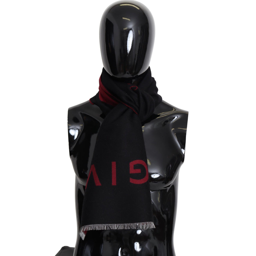 Givenchy Black Red Wool Unisex Winter Warm Wrap Scarf Shawl - Ginchy