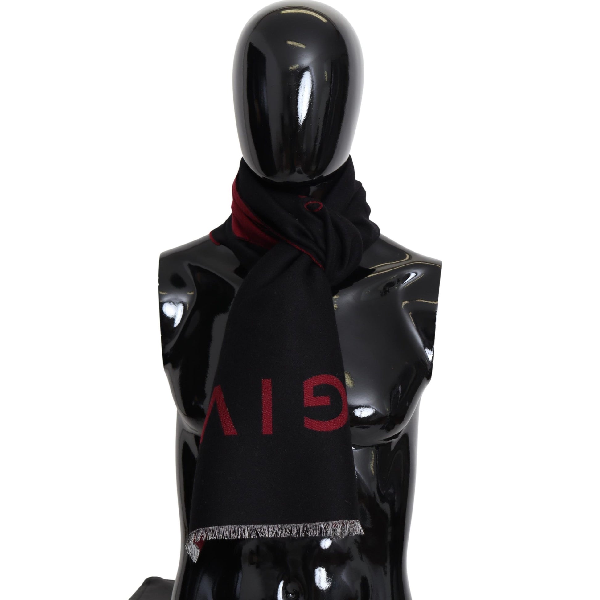 Givenchy Black Red Wool Unisex Winter Warm Wrap Scarf Shawl - Ginchy