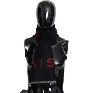 Givenchy Black Red Wool Unisex Winter Warm Wrap Scarf Shawl - Ginchy