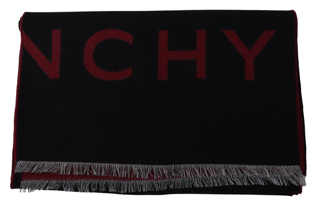 Givenchy Black Red Wool Unisex Winter Warm Wrap Scarf Shawl - Ginchy