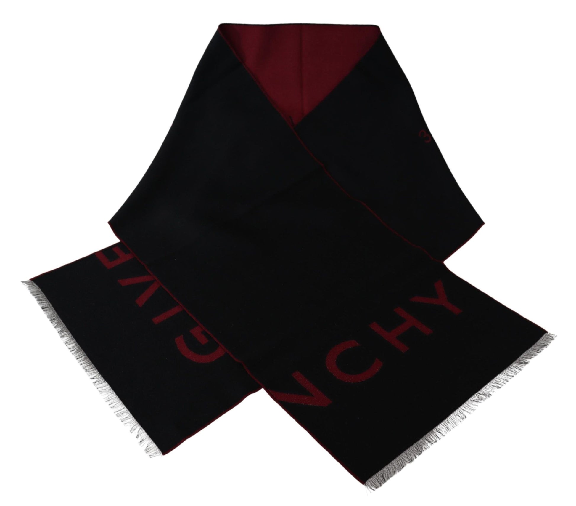 Givenchy Black Red Wool Unisex Winter Warm Wrap Scarf Shawl - Ginchy