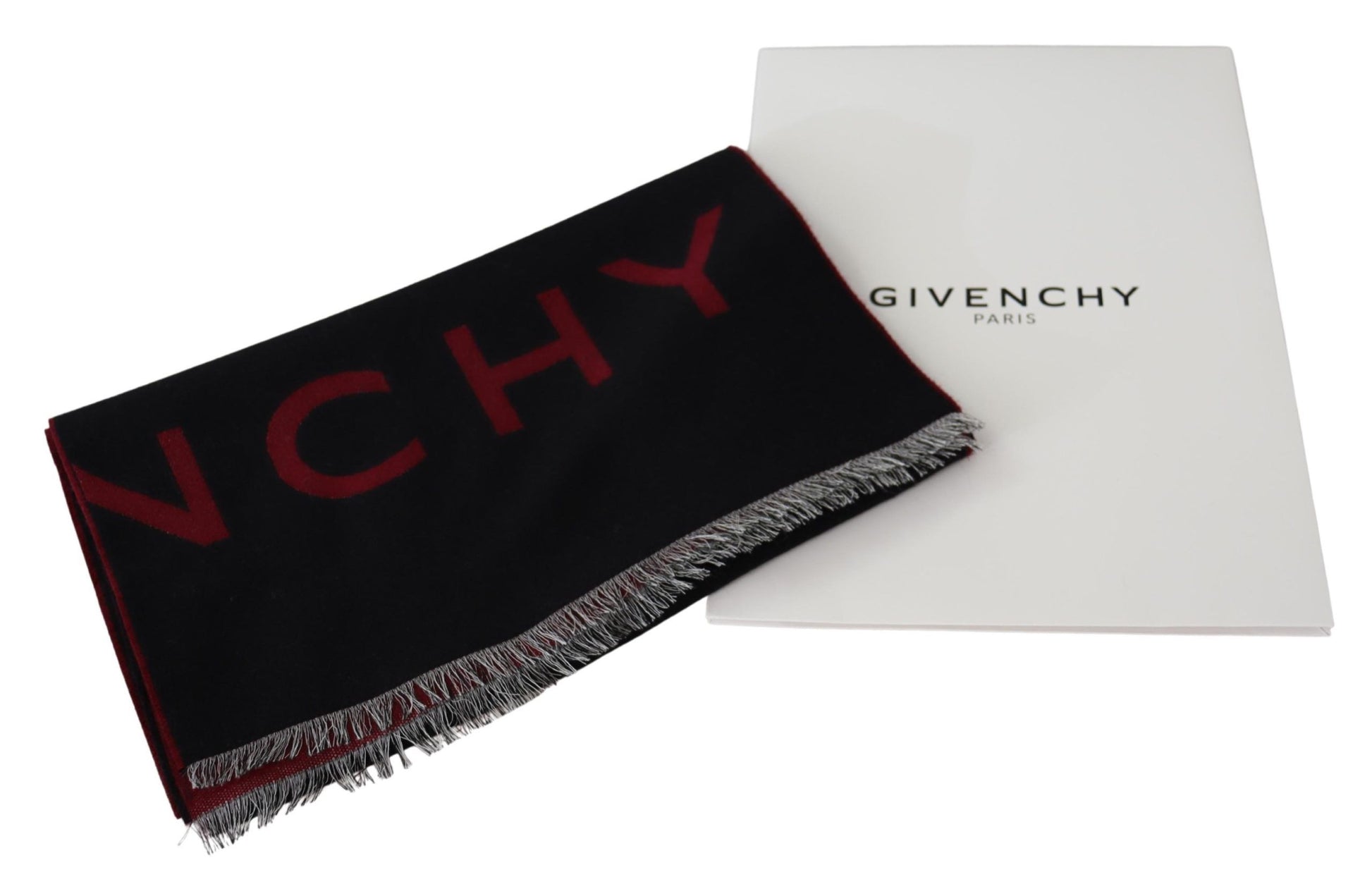 Givenchy Black Red Wool Unisex Winter Warm Wrap Scarf Shawl - Ginchy