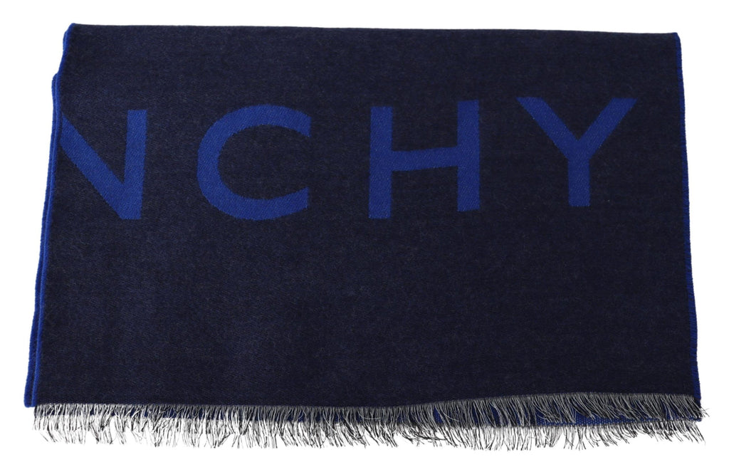 Givenchy Blue Wool Unisex Winter Warm  Scarf Wrap Shawl - Ginchy