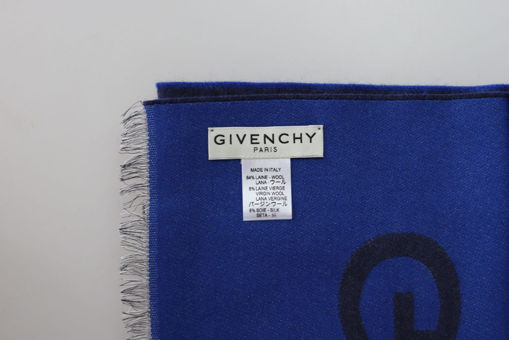 Givenchy Blue Wool Unisex Winter Warm  Scarf Wrap Shawl - Ginchy