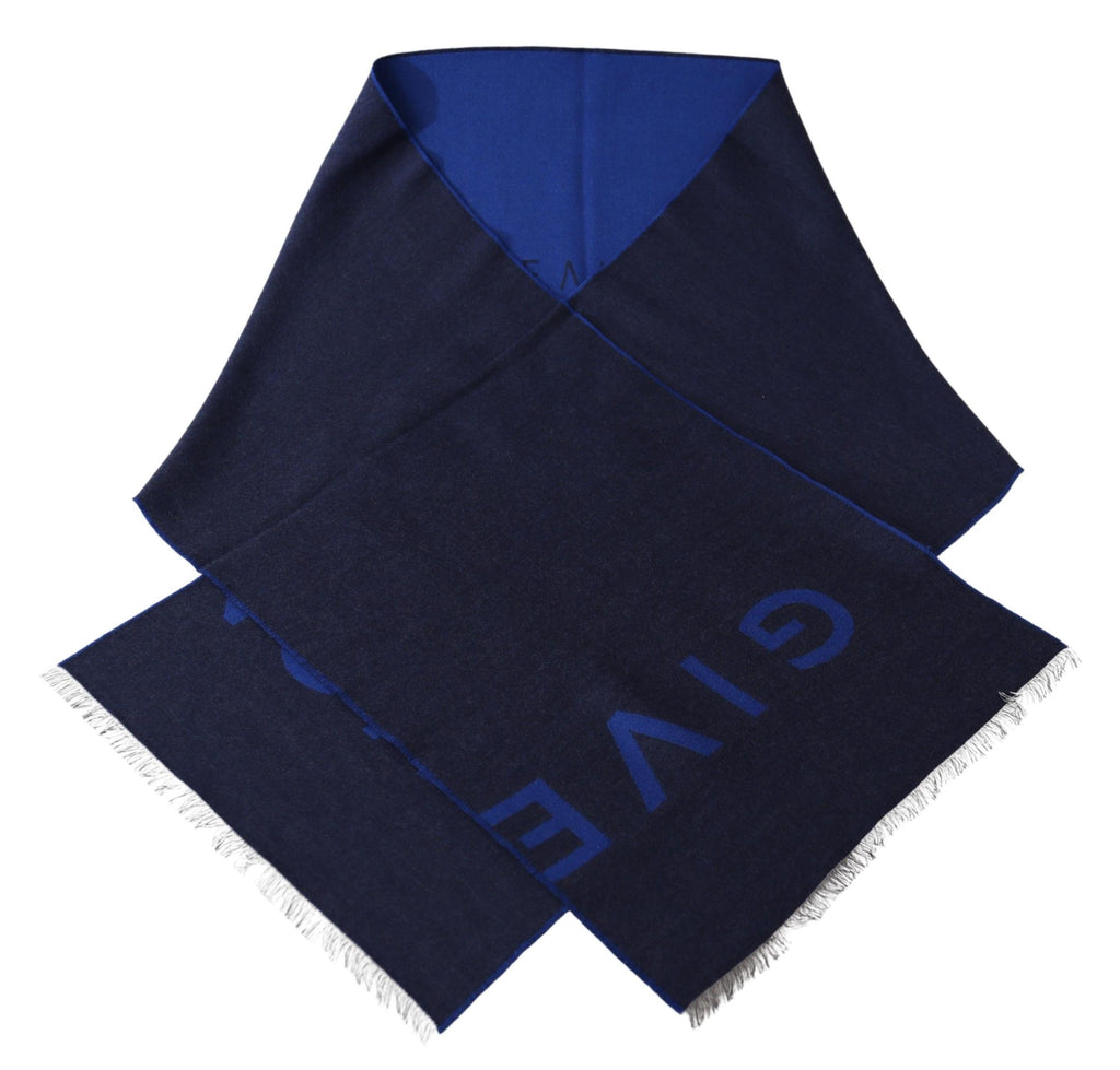 Givenchy Blue Wool Unisex Winter Warm  Scarf Wrap Shawl - Ginchy
