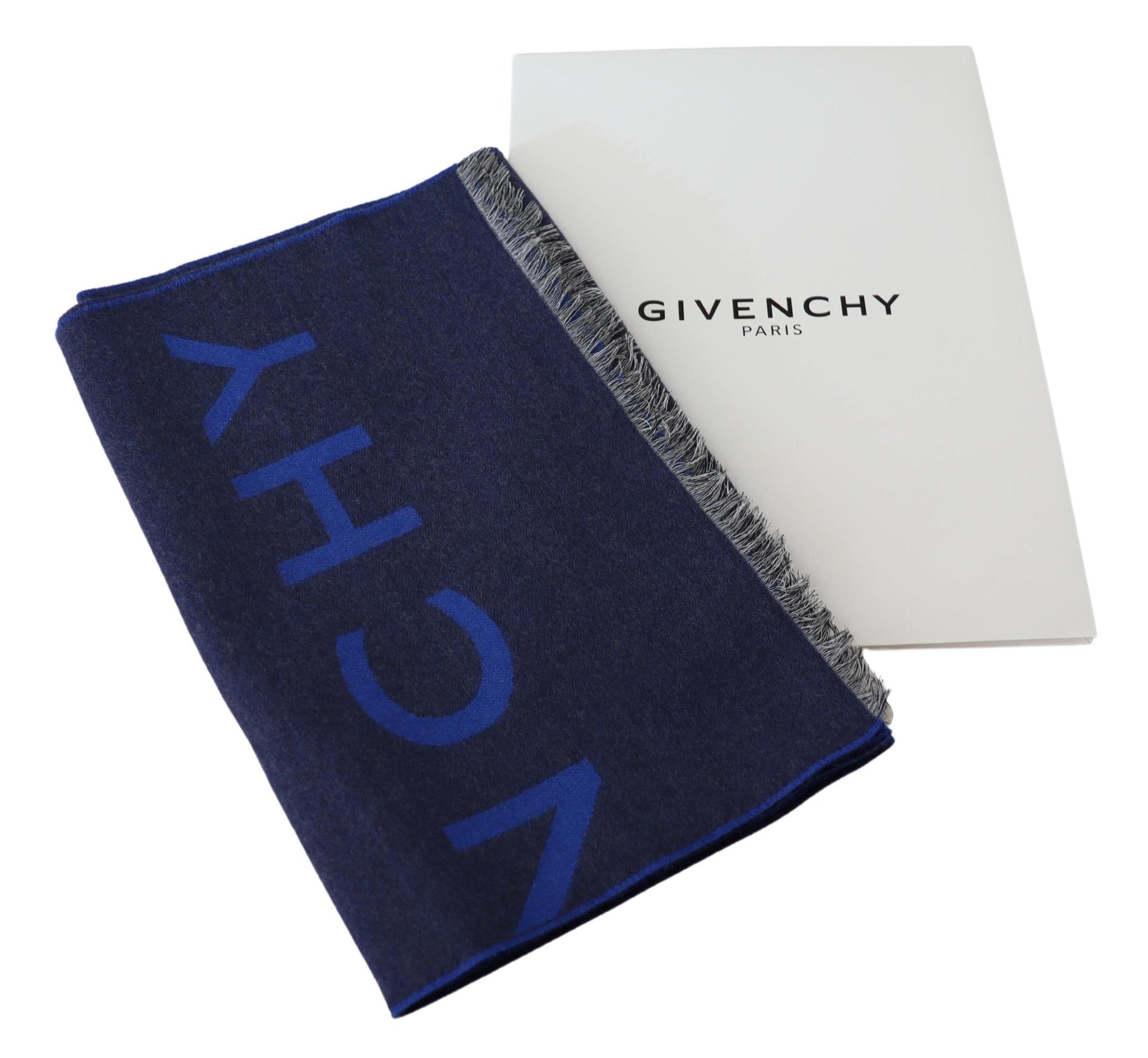 Givenchy Blue Wool Unisex Winter Warm  Scarf Wrap Shawl - Ginchy