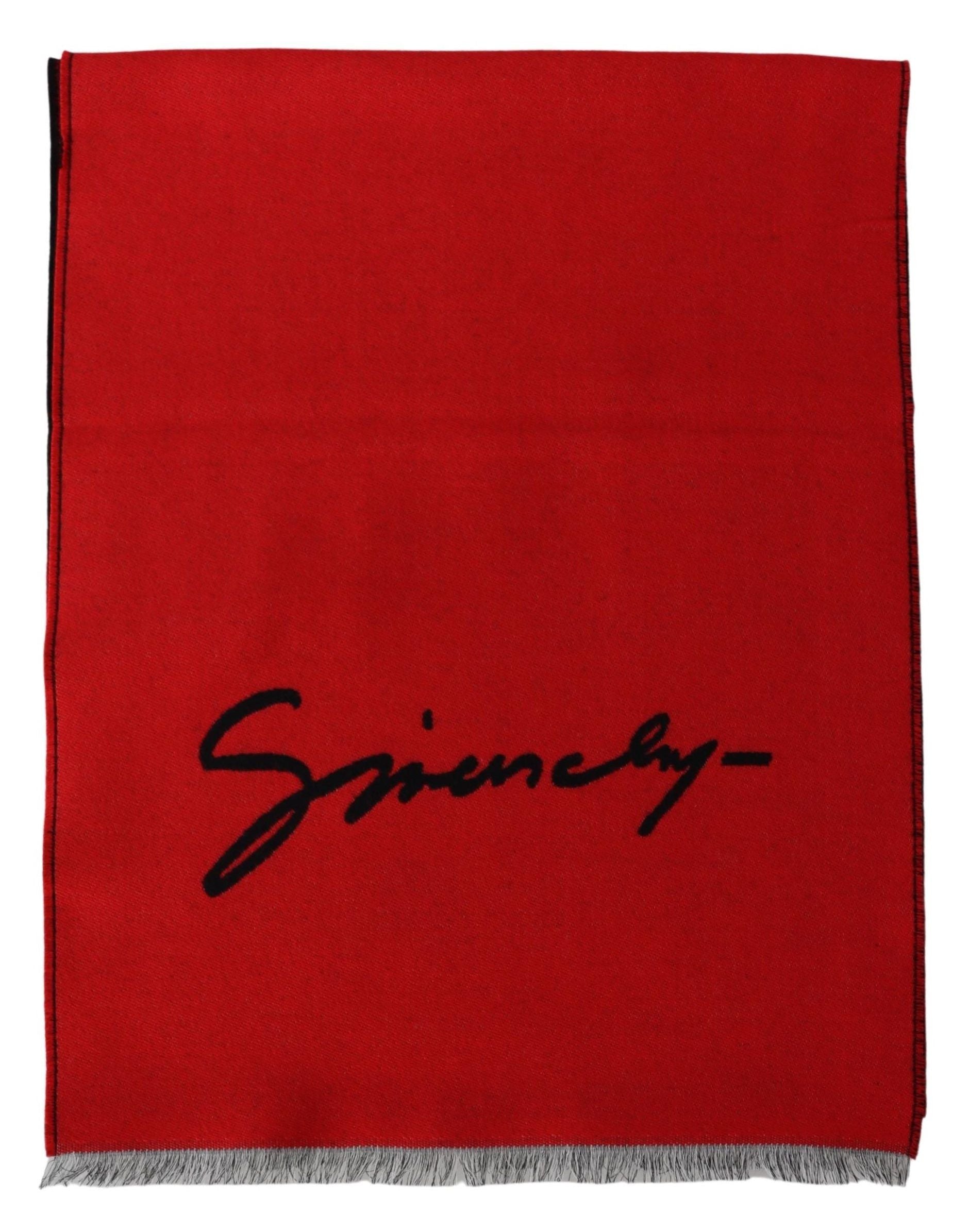 Givenchy Red Black Wool Unisex Winter Warm Scarf Wrap Shawl - Ginchy