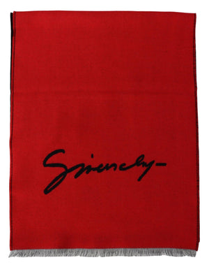 Givenchy Red Black Wool Unisex Winter Warm Scarf Wrap Shawl - Ginchy