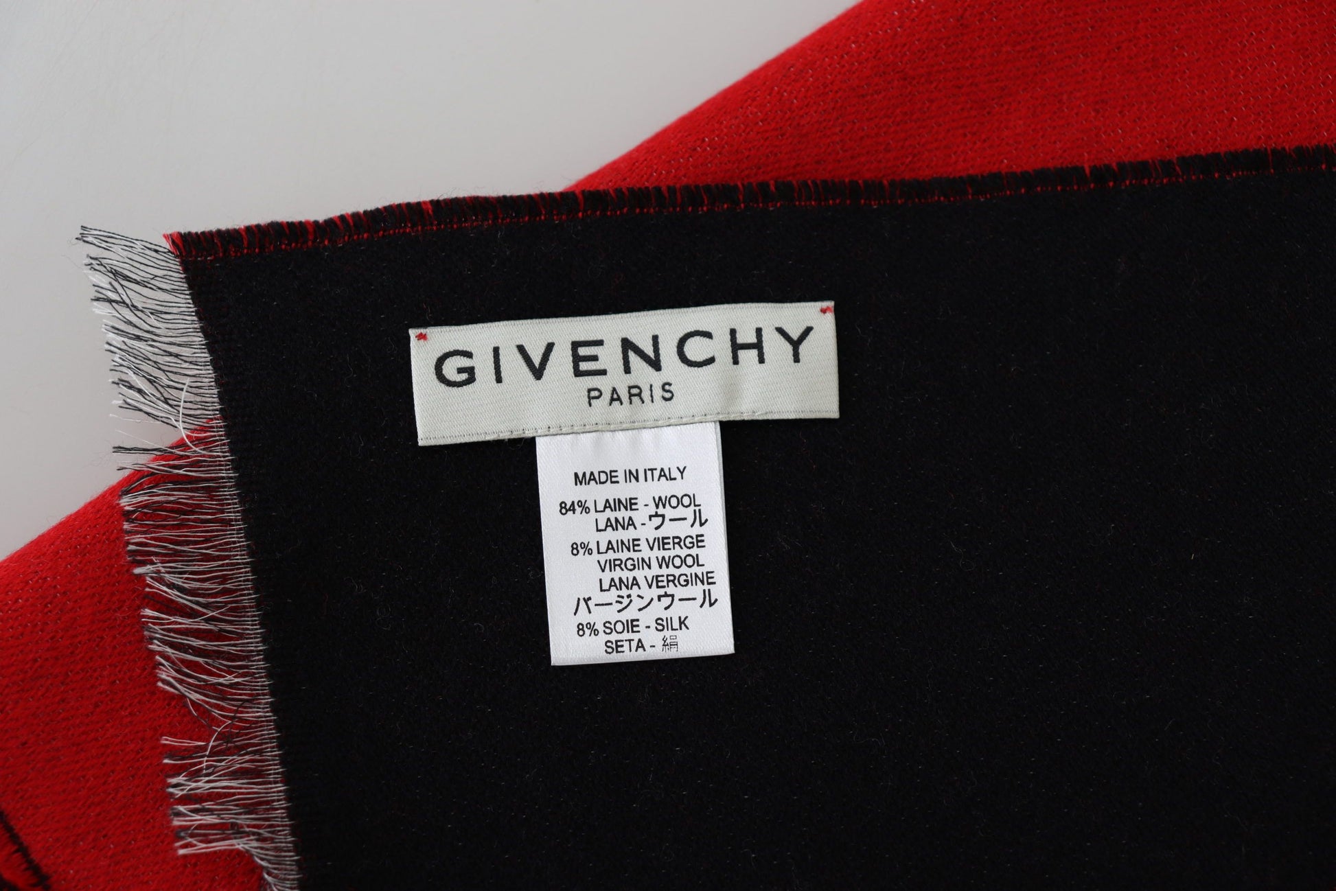 Givenchy Red Black Wool Unisex Winter Warm Scarf Wrap Shawl - Ginchy