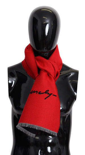 Givenchy Red Black Wool Unisex Winter Warm Scarf Wrap Shawl - Ginchy
