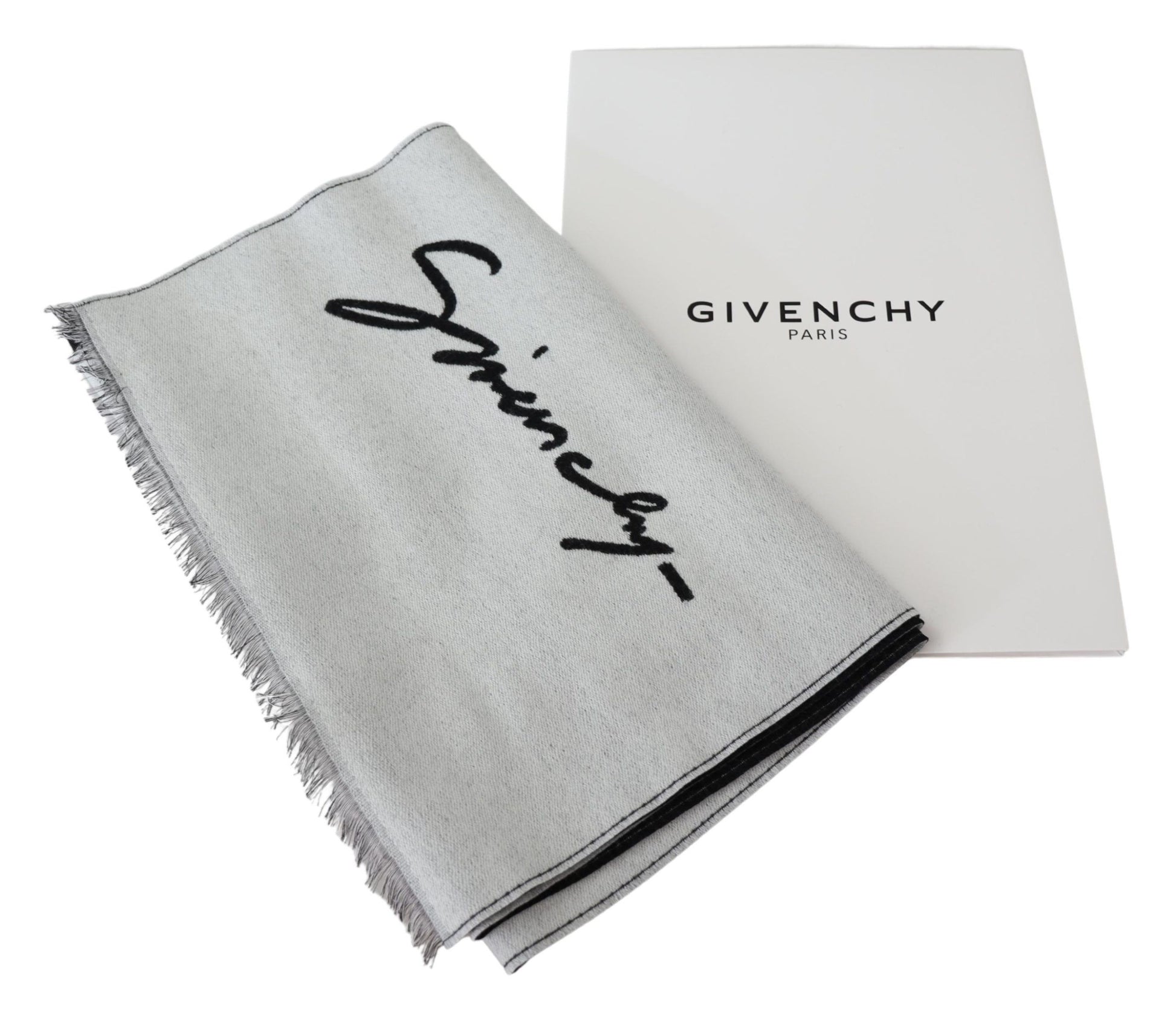 Givenchy Black White Wool Unisex Winter Warm Scarf Wrap Shawl - Ginchy