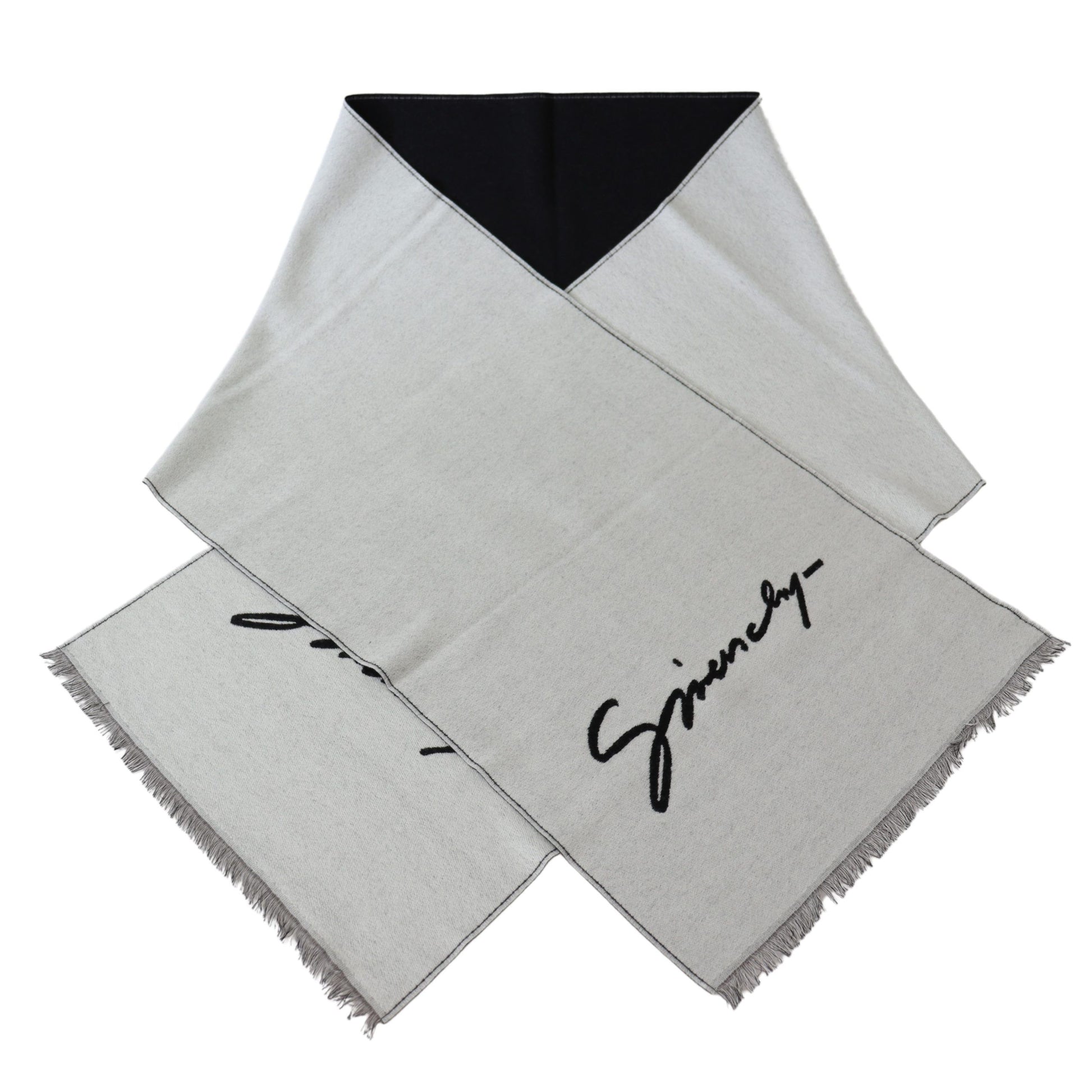 Givenchy Black White Wool Unisex Winter Warm Scarf Wrap Shawl - Ginchy