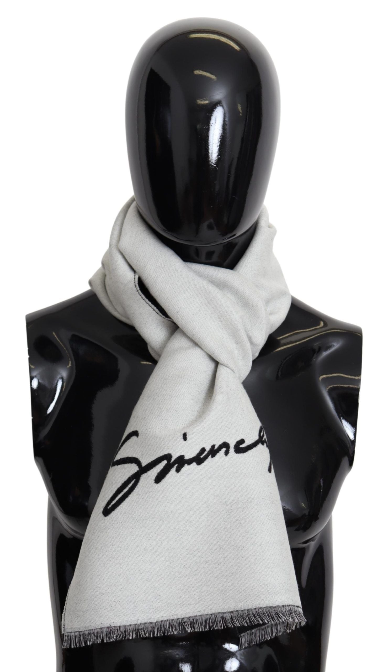 Givenchy Black White Wool Unisex Winter Warm Scarf Wrap Shawl - Ginchy