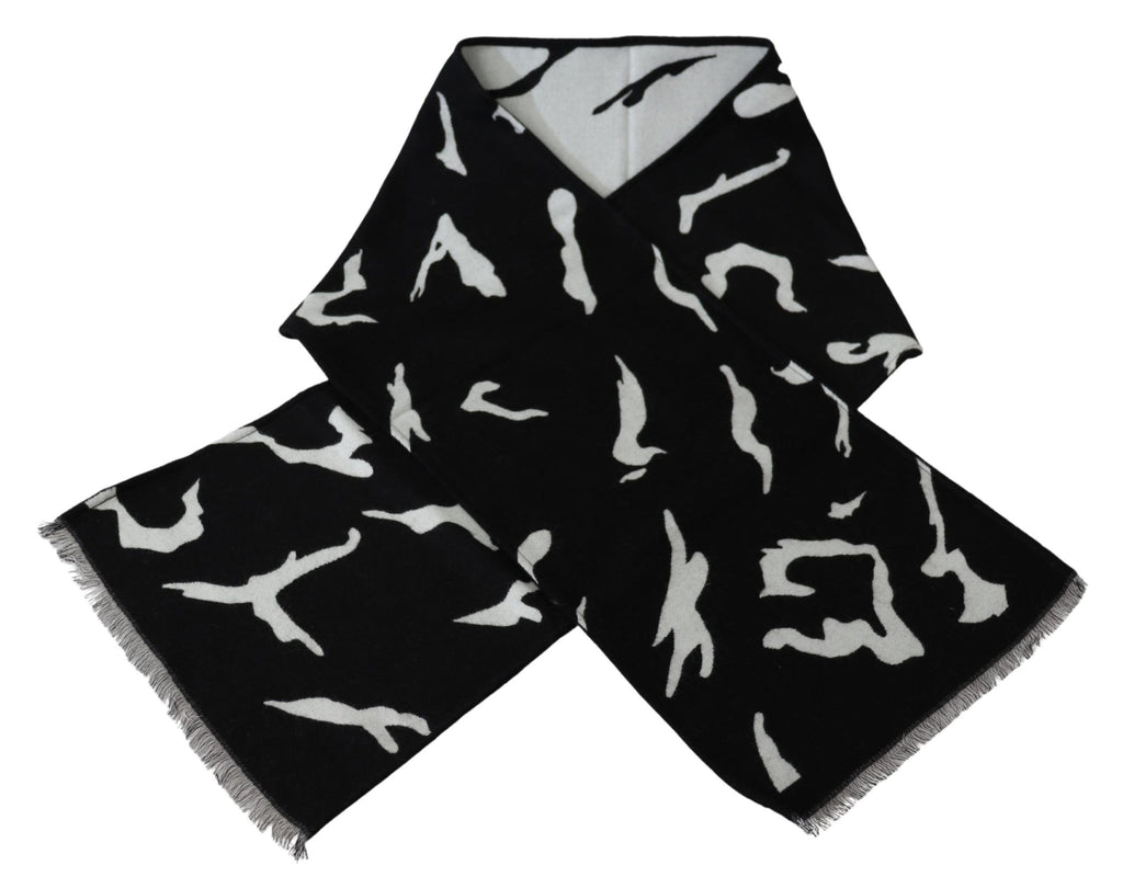 Givenchy Black White Wool Unisex Winter Warm Scarf Wrap Shawl - Ginchy