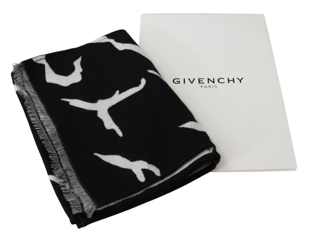 Givenchy Black White Wool Unisex Winter Warm Scarf Wrap Shawl - Ginchy