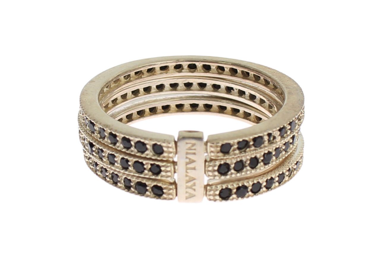 Nialaya Black CZ 925 Sterling Silver Womens Ring - Ginchy