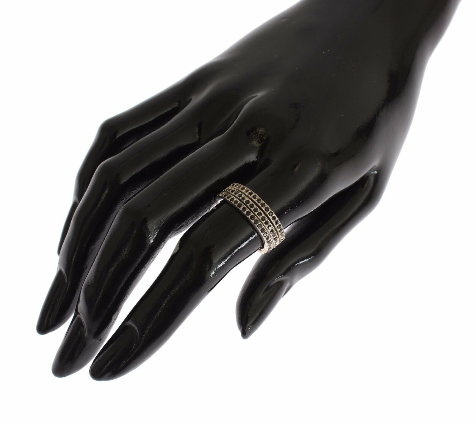 Nialaya Black CZ 925 Sterling Silver Womens Ring - Ginchy