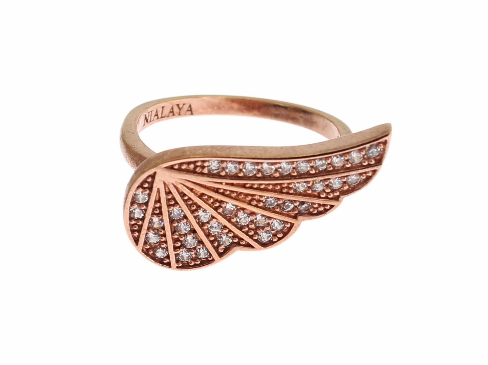 Nialaya Pink Gold 925 Silver Womens Clear CZ Ring - Ginchy