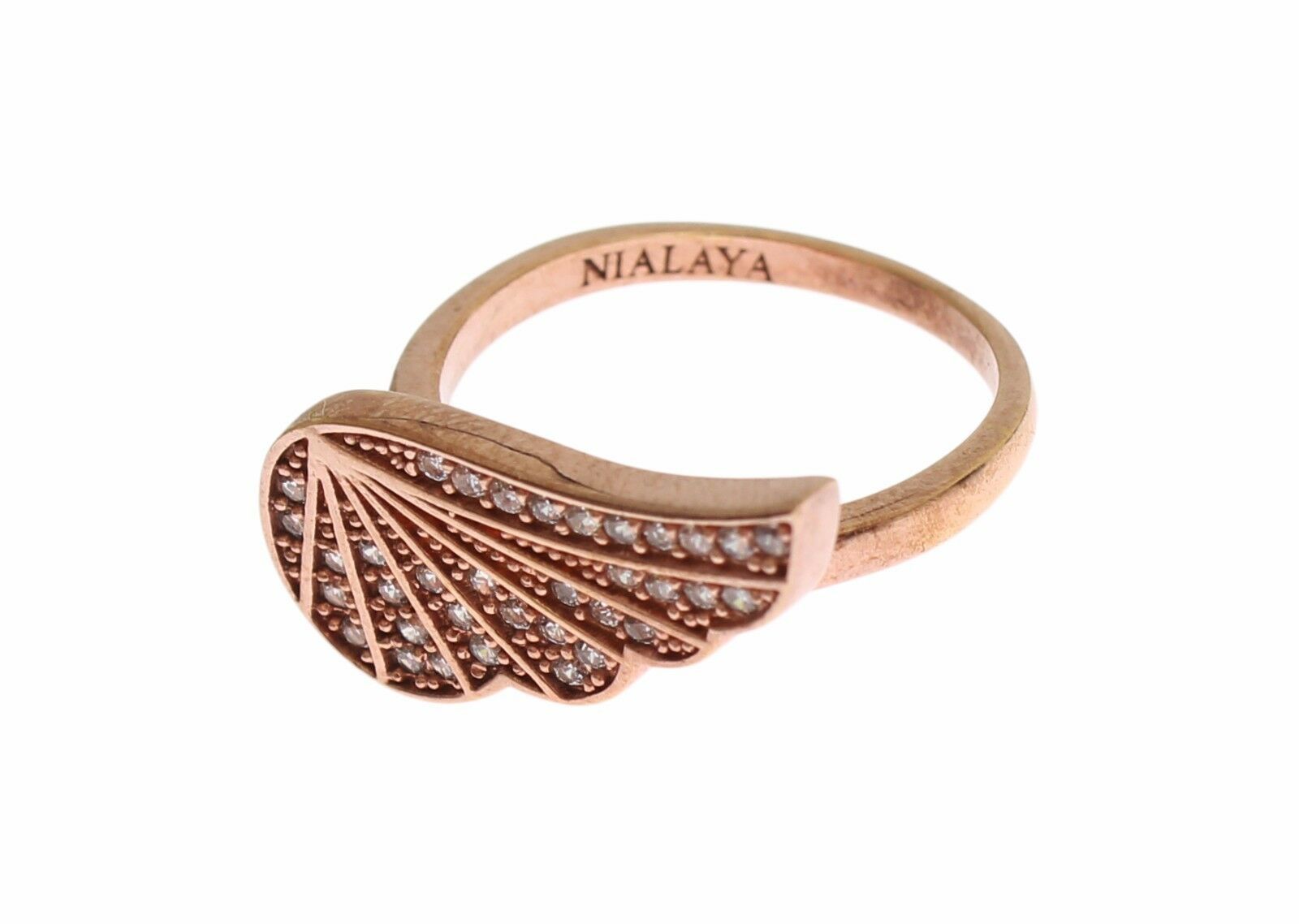 Nialaya Pink Gold 925 Silver Womens Clear CZ Ring - Ginchy