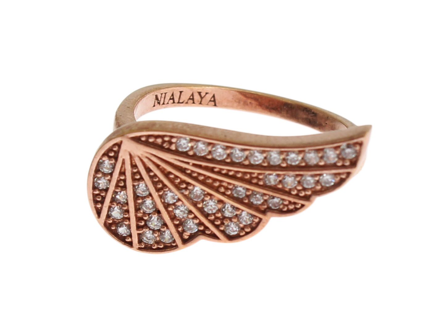 Nialaya Pink Gold 925 Silver Womens Clear CZ Ring - Ginchy