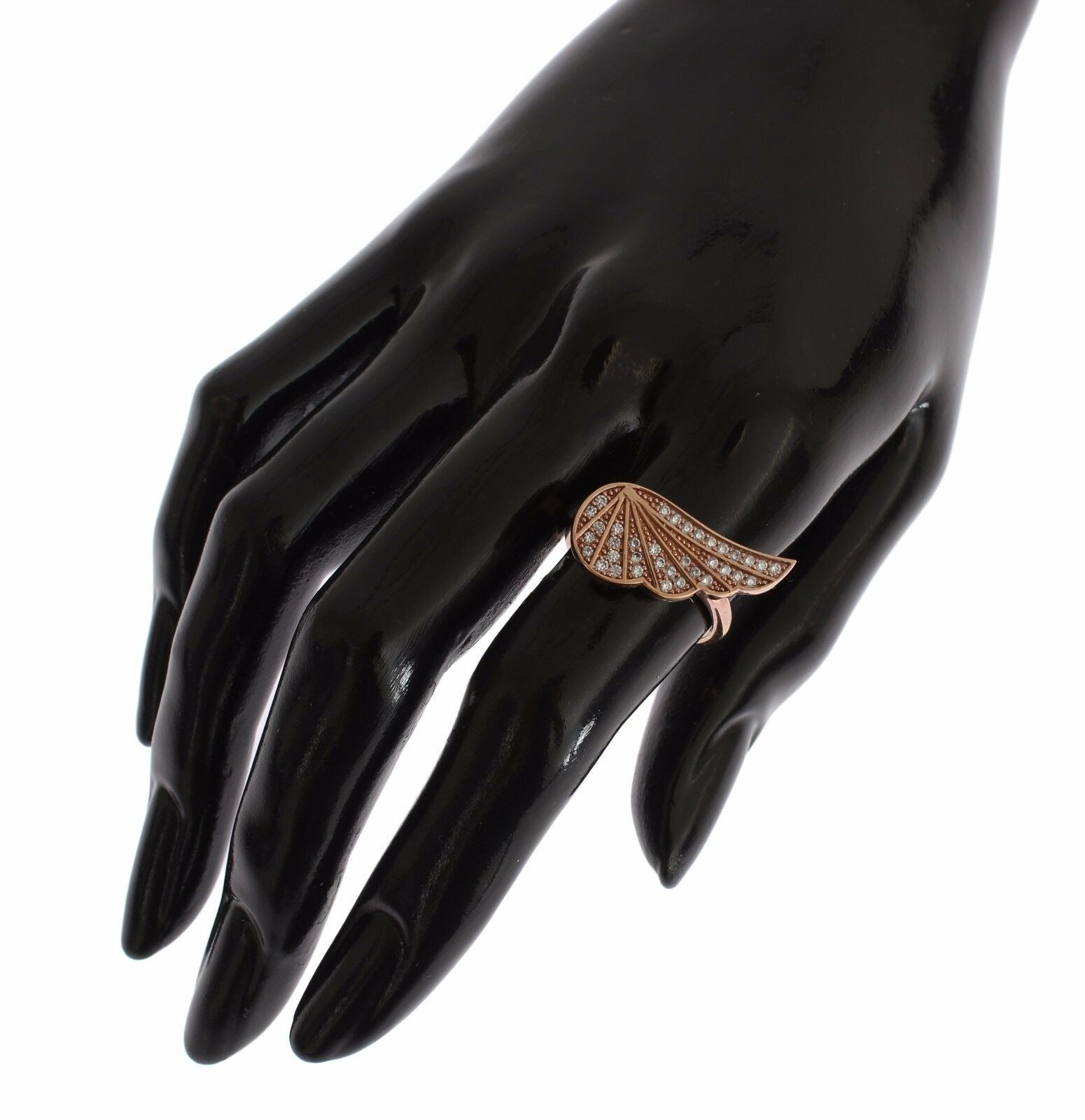 Nialaya Pink Gold 925 Silver Womens Clear CZ Ring - Ginchy