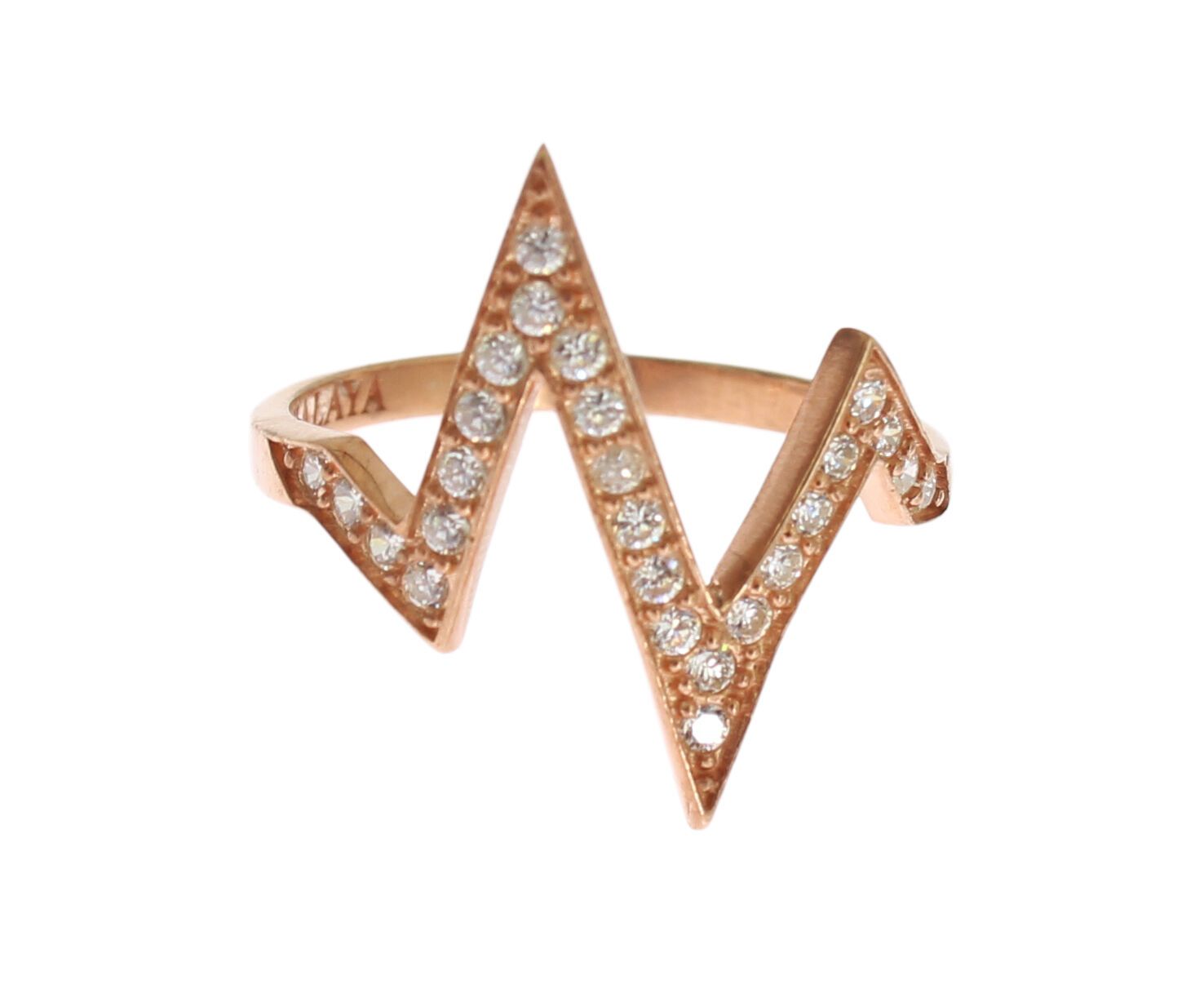 Nialaya Pink Gold 925 Silver Womens Clear Ring - Ginchy