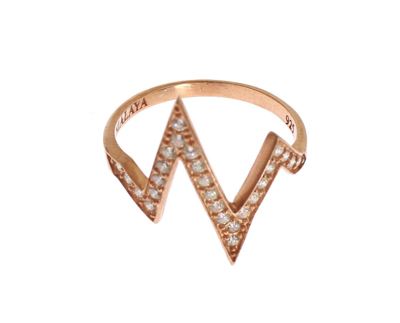Nialaya Pink Gold 925 Silver Womens Clear Ring - Ginchy