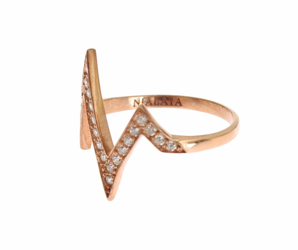 Nialaya Pink Gold 925 Silver Womens Clear Ring - Ginchy