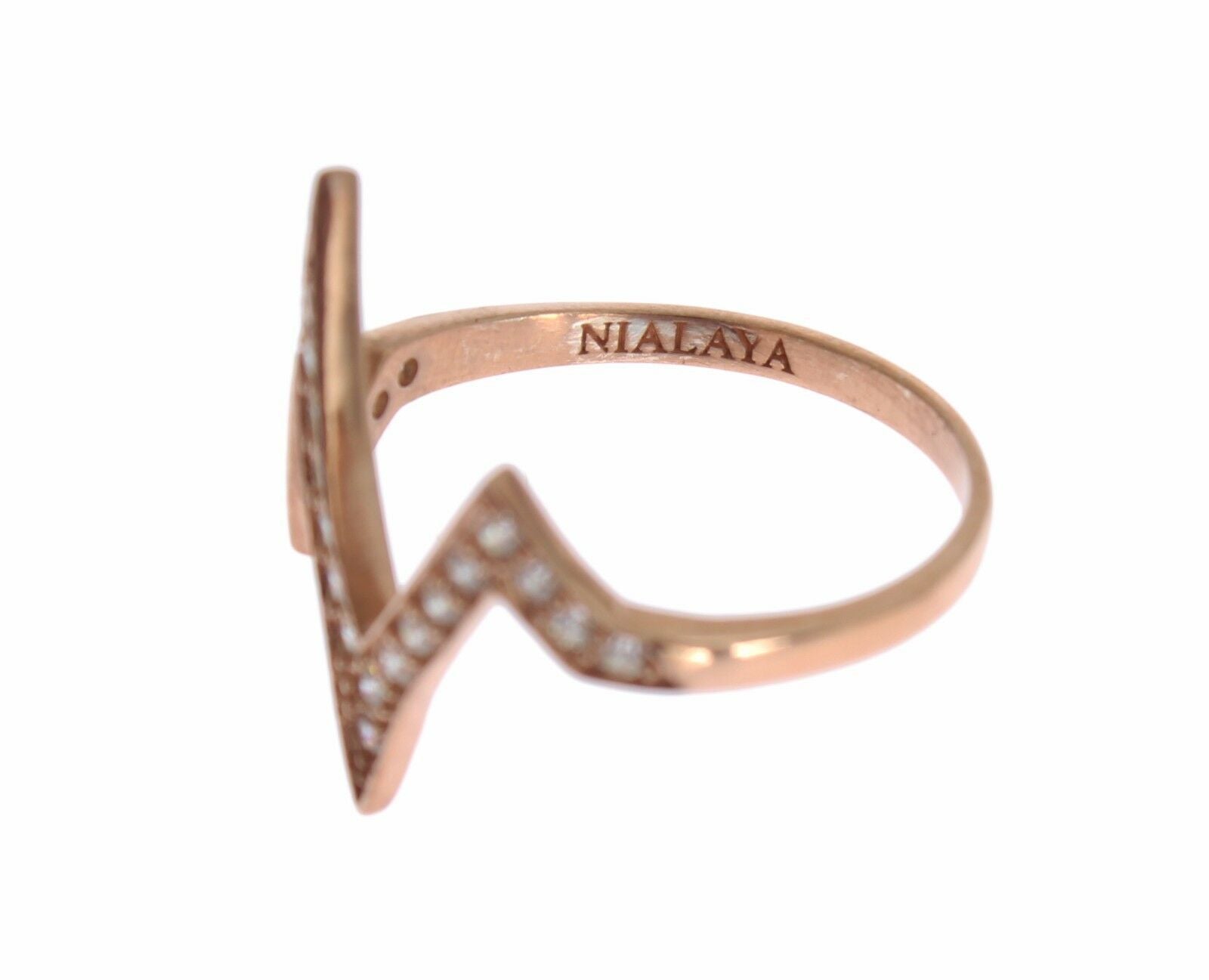 Nialaya Pink Gold 925 Silver Womens Clear Ring - Ginchy