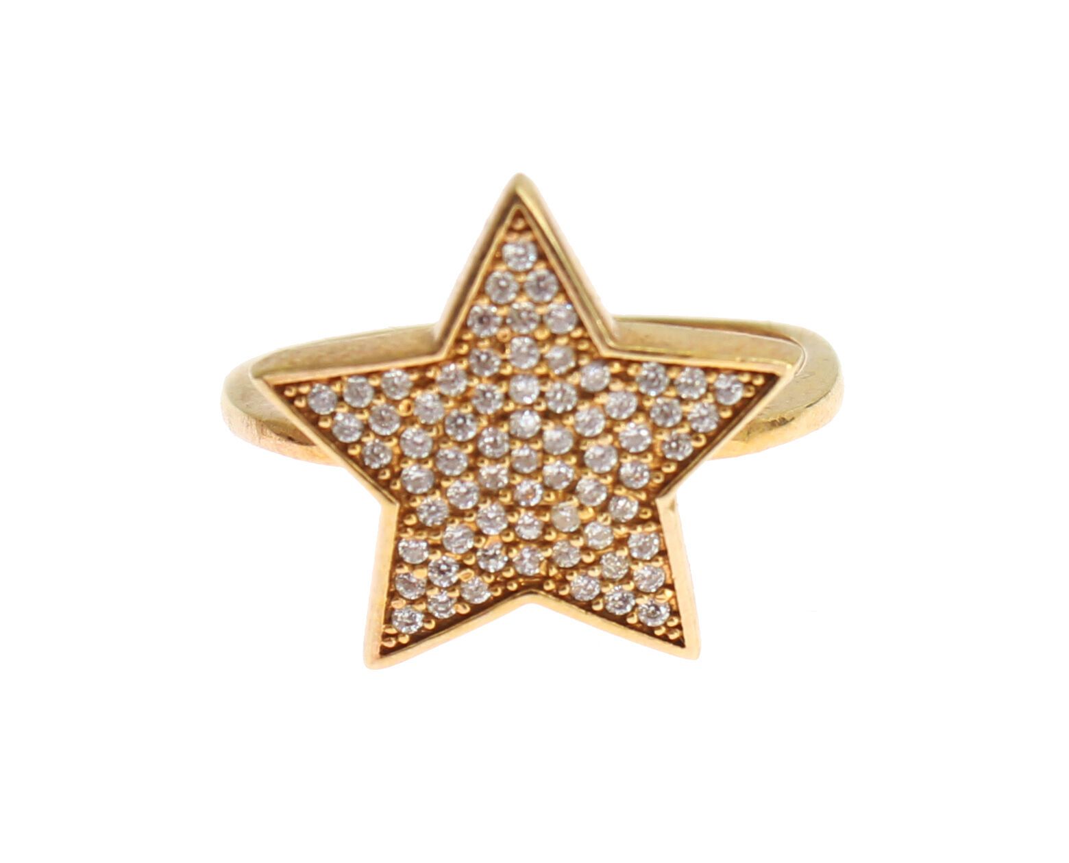 Nialaya Star Gold 925 Silver Womens Clear Ring - Ginchy