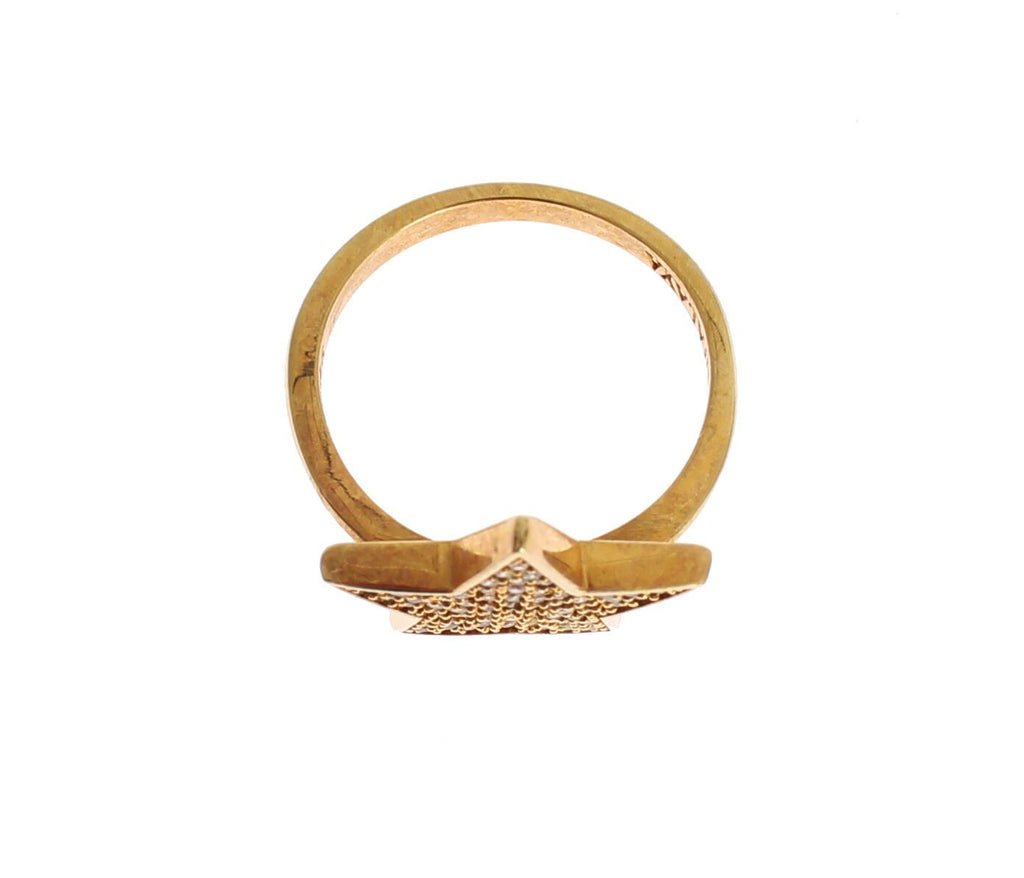 Nialaya Star Gold 925 Silver Womens Clear Ring - Ginchy